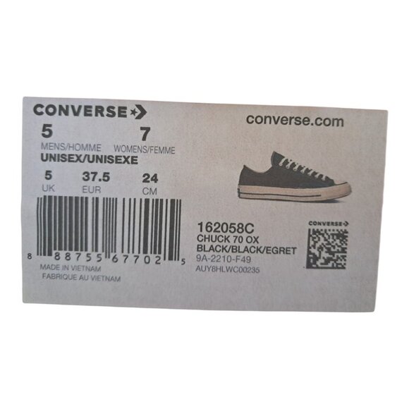 New Converse Chuck 70 Low Top Sneakers - Unisex - Color: Black - Size: M 5/ W 7 - Picture 2 of 14